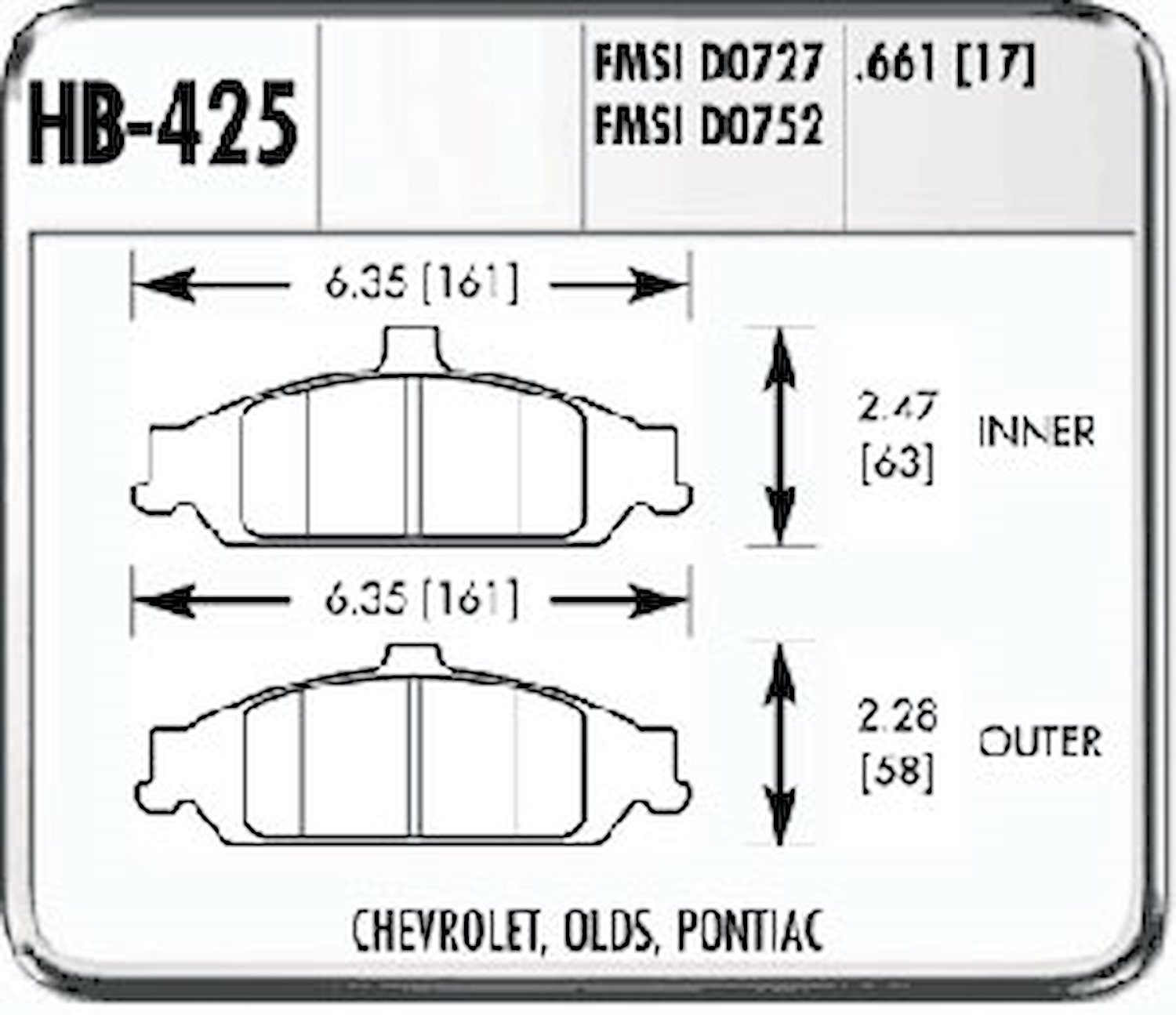 Disc Brake Pad HPS Performance Street w/0.661 Thickness