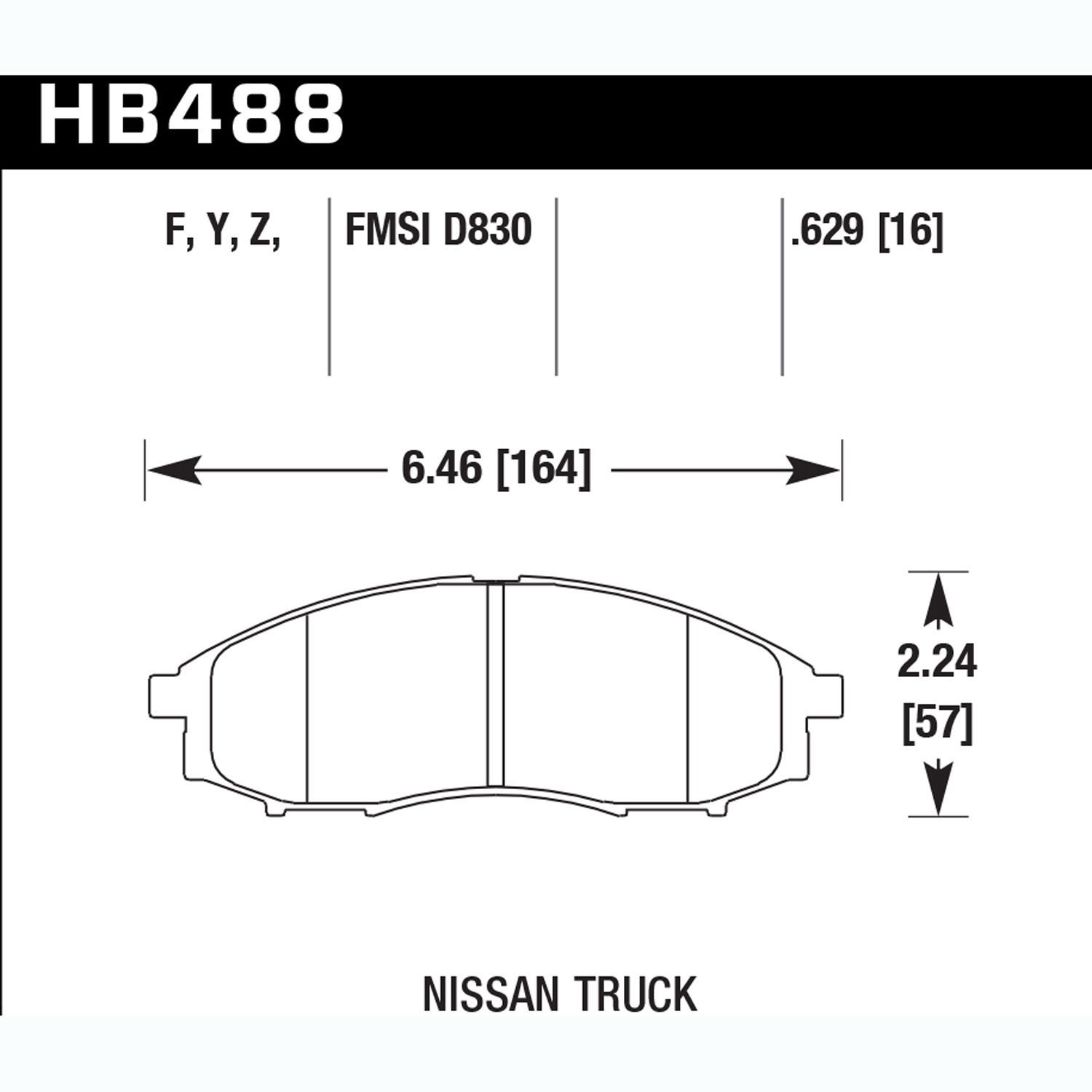 Disc Brake Pad Performance Ceramic w/0.629 Thickness