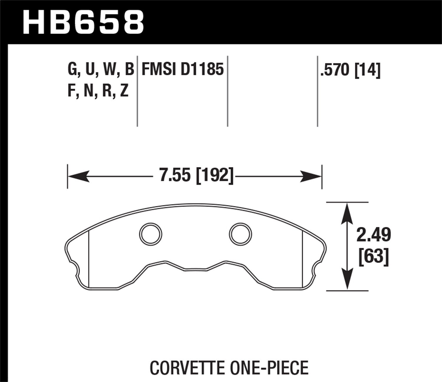 DTC-80 BRAKE PADS Corvette 1-pc Front