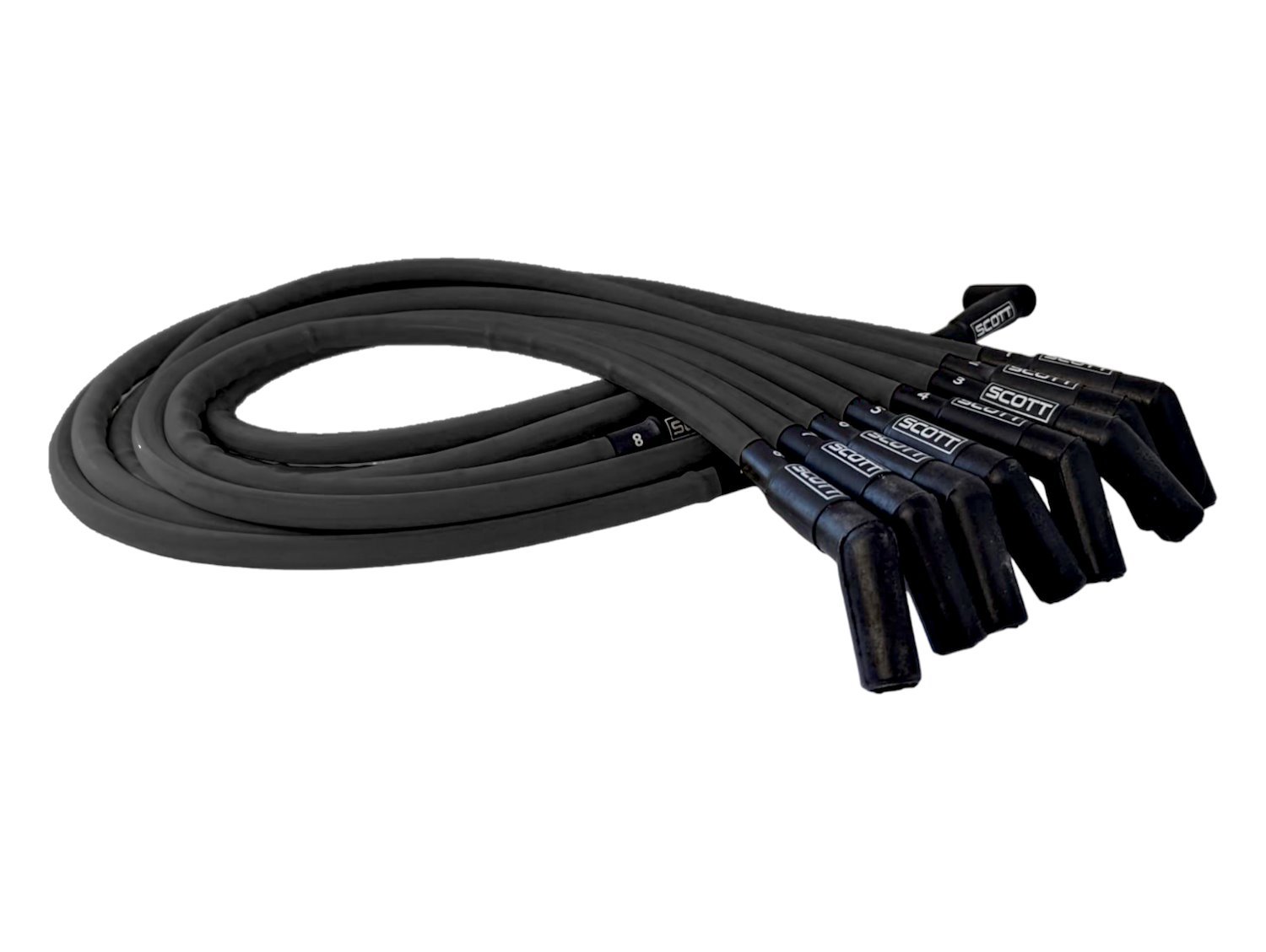 SPW-CH-415-1 High-Performance Silicone-Sleeved Spark Plug Wire Set for Big Block Chevy, Over Valve Cover [Black]