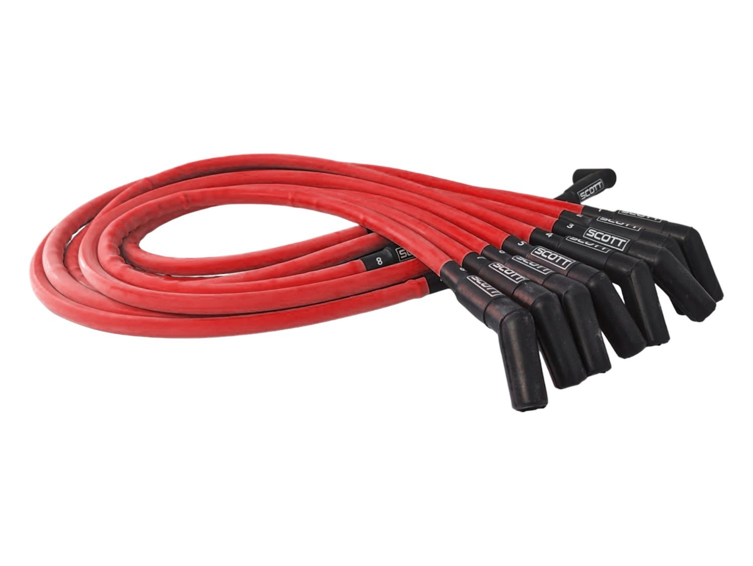 SPW-CH-415-2 High-Performance Silicone-Sleeved Spark Plug Wire Set for Big Block Chevy, Over Valve Cover [Red]