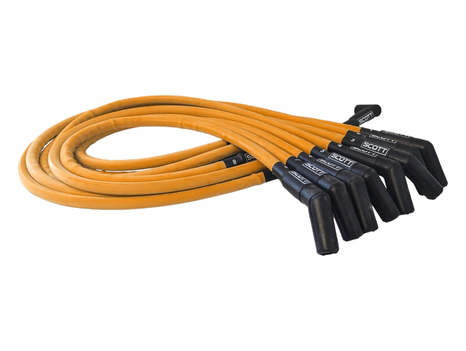 SPW-CH-415-5 High-Performance Silicone-Sleeved Spark Plug Wire Set for Big Block Chevy, Over Valve Cover [Orange]