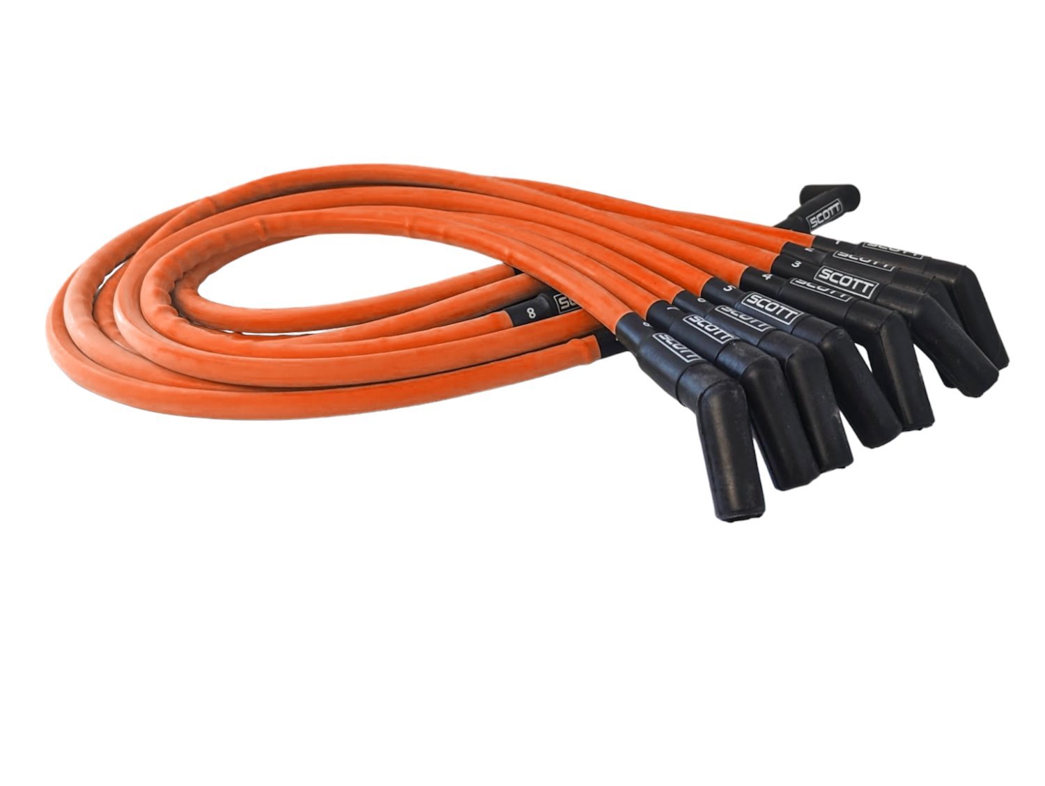 SPW-CH-415-9 High-Performance Silicone-Sleeved Spark Plug Wire Set for Big Block Chevy, Over Valve Cover [Fluorescent Orange]