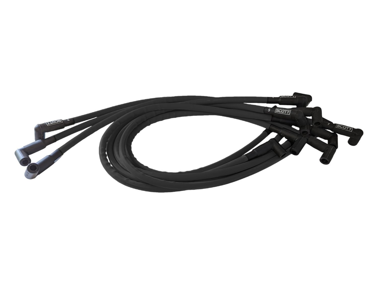 SPW-CH-516-1 High-Performance Silicone-Sleeved Spark Plug Wire Set for Big Block Chevy Dragster, Under Header [Black]