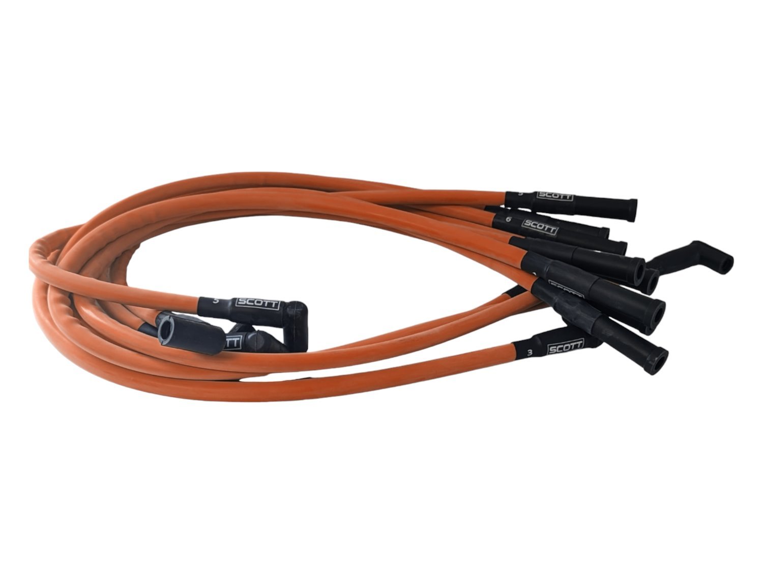 SPW-CH-660-9 High-Performance Silicone-Sleeved Spark Plug Wire Set for Small Block Dodge, Over Valve Cover [Fluorescent Orange]