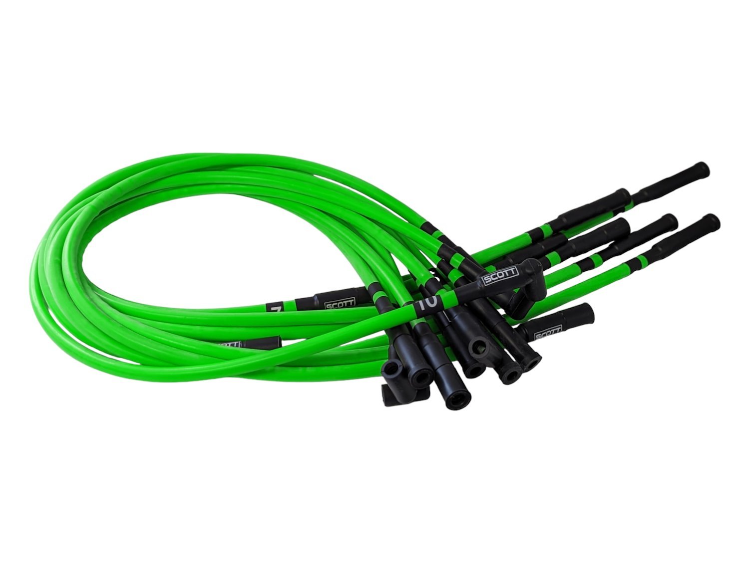 SPW-CH-690-I-8 High-Performance Silicone-Sleeved Spark Plug Wire Set for Dodge Viper (Gen-1) [Fluorescent Green]