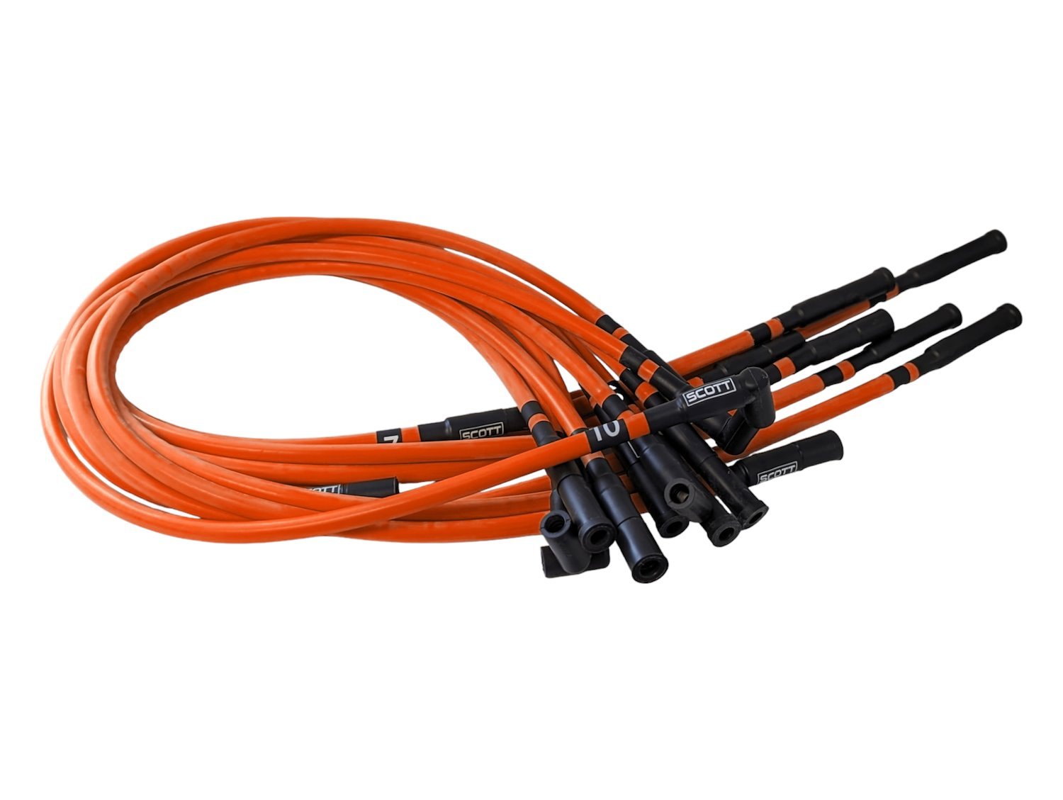 SPW-CH-690-I-9 High-Performance Silicone-Sleeved Spark Plug Wire Set for Dodge Viper (Gen-1) [Fluorescent Orange]