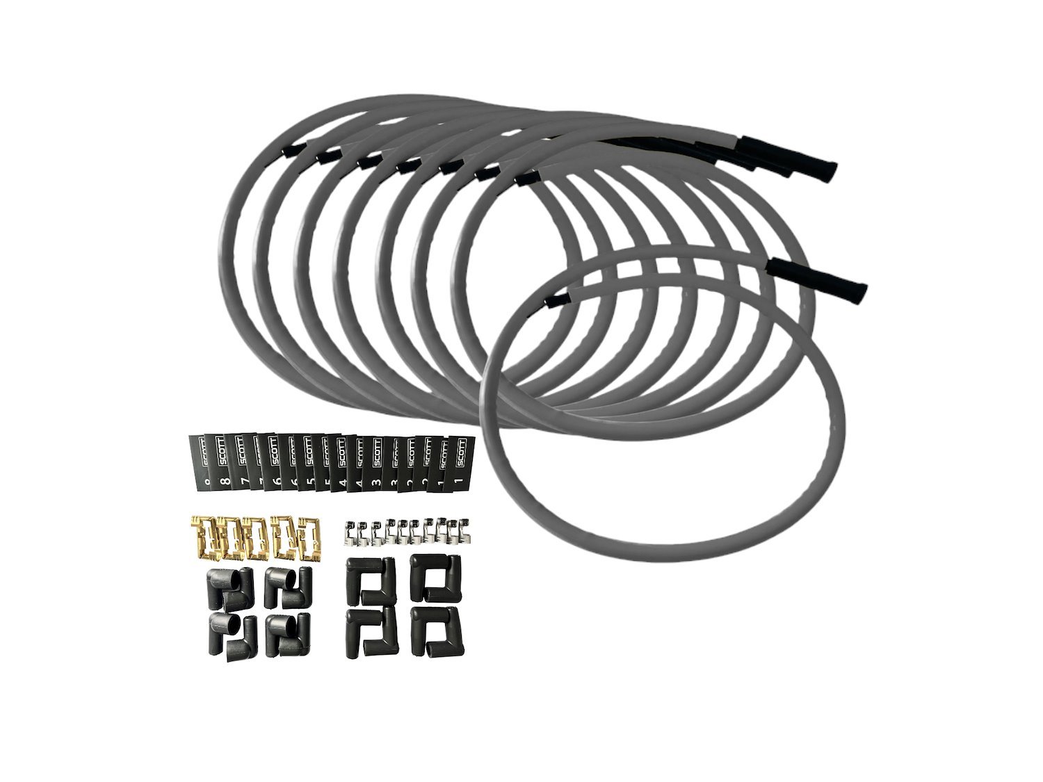 SPW-CH-KSTR-3 DIY High-Performance Silicone-Sleeved Spark Plug Wire Set, Straight Boot [Gray]