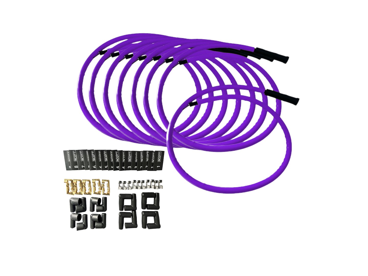 SPW-CH-KSTR-6 DIY High-Performance Silicone-Sleeved Spark Plug Wire Set, Straight Boot [Purple]