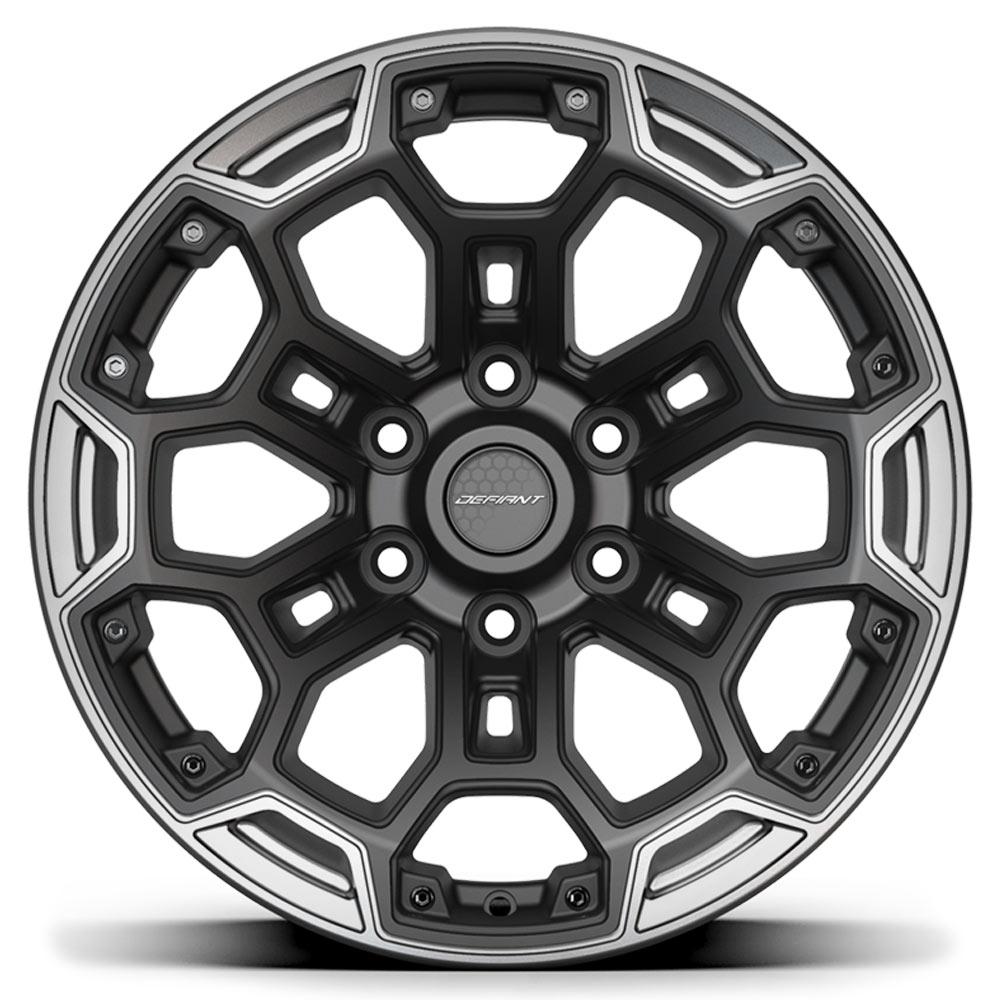 DF03 Wheel, Fits Select Ram/GM/Nissan, Size: 18" x 9", Bolt Pattern: 6 x 5.50" [Finish: Satin Black w/Dark Charcoal]