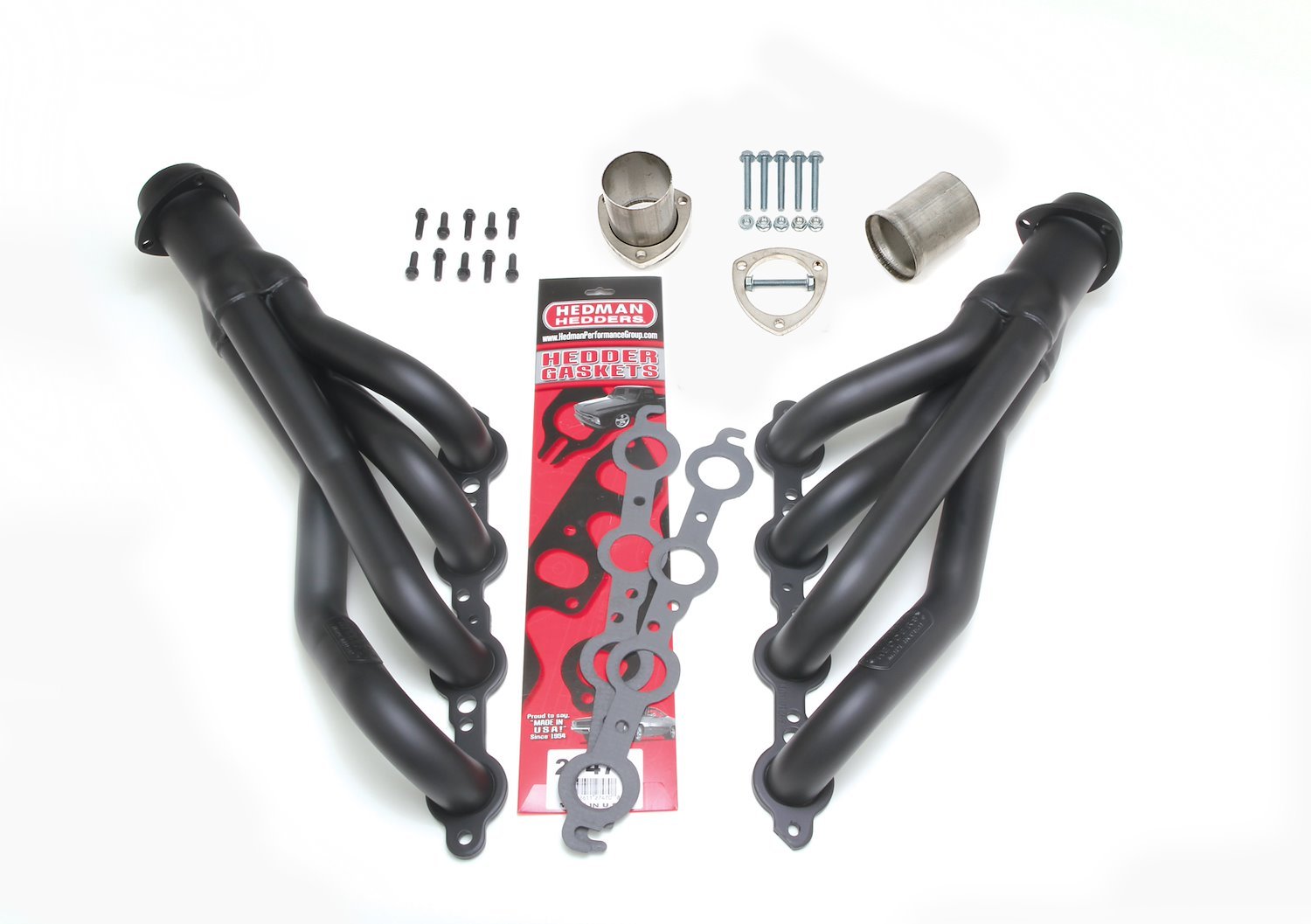 62743 LS IN 1967-87 C10/C20 TRUCK (2WD) HEADERS; 1-3/4 IN. MID-LENGTH- BLACK STAINLESS