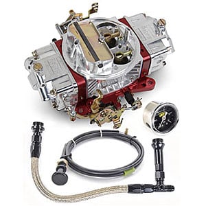 Ultra Double Pumper Carburetor Kit Includes: 650 cfm Carb with Manual Choke (Tumble Polish/Red )