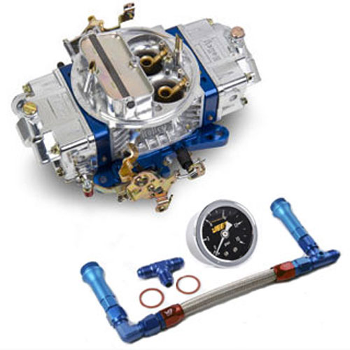 Ultra Double Pumper Carburetor Kit Includes: 850 cfm Carb with Manual Choke (Tumble Polish/Blue )