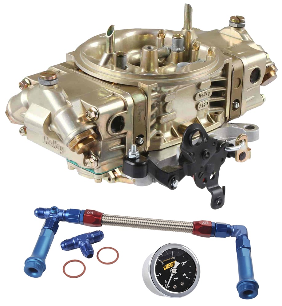 4150 HP-Series 650 CFM Classic Carburetor Kit, Dual-Feed Fuel Line with Blue/Red Fittings