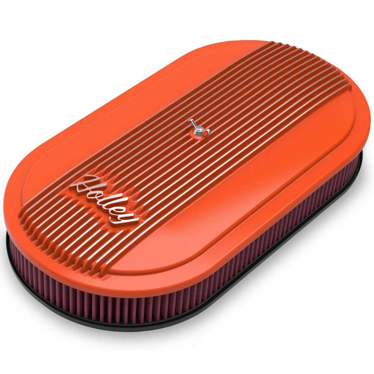 Vintage Series Oval Finned Air Cleaner Assembly [Cast Aluminum/Factory Orange Finish]