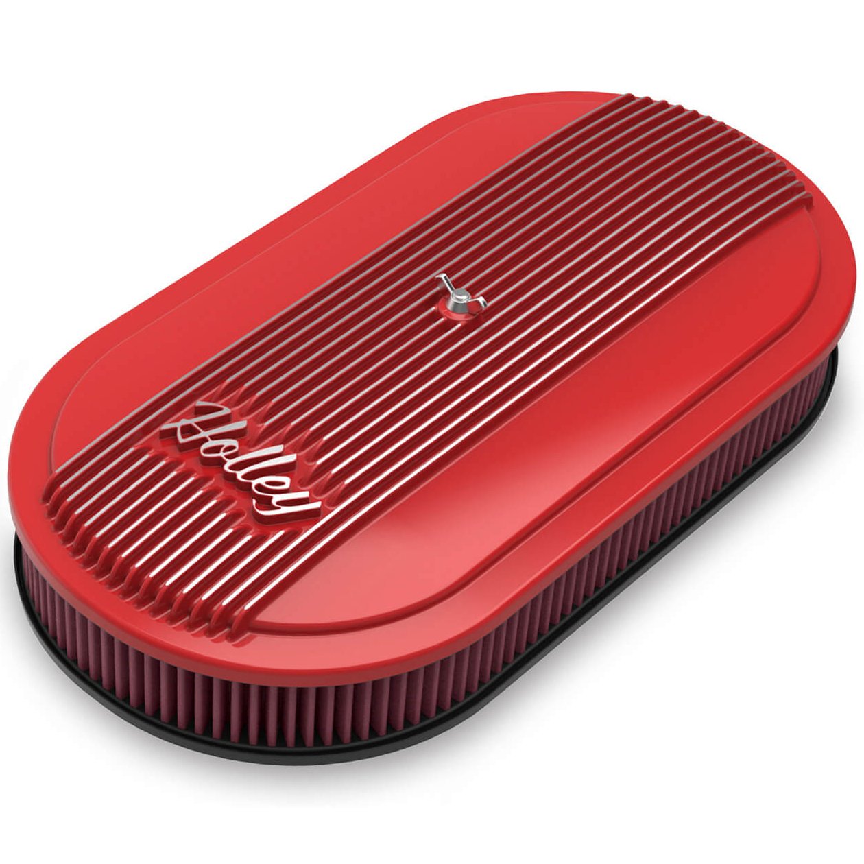 Vintage Series Oval Finned Air Cleaner Assembly [Cast Aluminum/Gloss Red Finish]