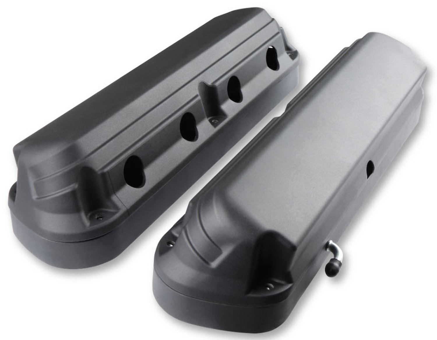 241-186 Ford Fox Body  Mustang-Style 2-Piece Cast-Aluminum Valve Covers for GM Gen III/IV LS Engines [Black Finish]