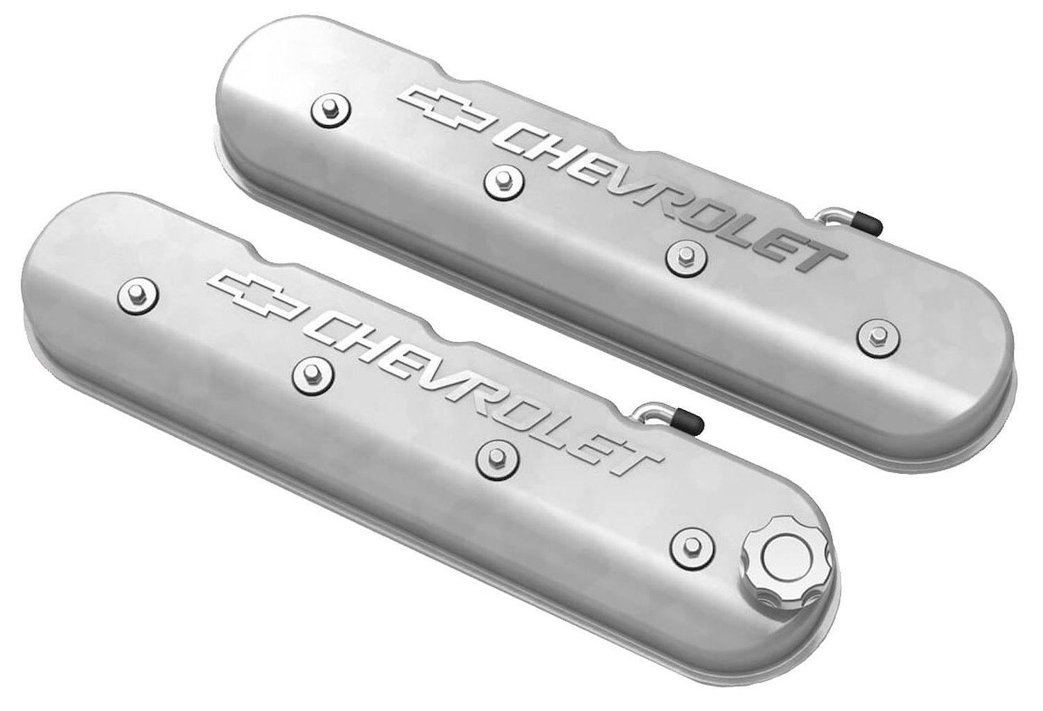 Aluminum Valve Covers GM LS1/LS2/LS3/LS6/LS7 Engines, Chevrolet with Bowtie Logo - Natural Machined Finish