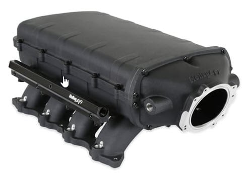 300-912BK Ultra Lo-Ram Modular Intake Manifold for Ford Coyote Engines w/93mm Single Round Throttle Body (Black)