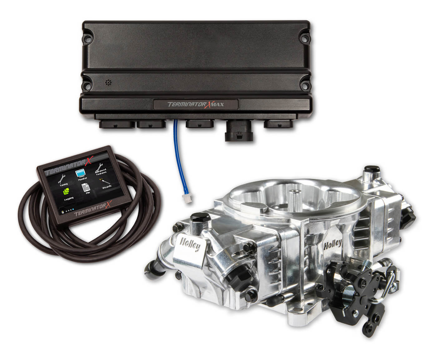 Terminator X Max Stealth 4150 EFI System with Transmission Control for GM LS Engines with 58x Ignition [Shiny Finish]
