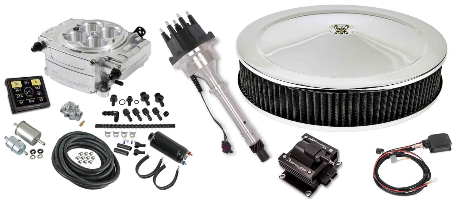 550-510-3XK Sniper 2 EFI Conversion Kit w/Inline Fuel Pump Master Kit for Chevy Small & Big Block Engines [Shiny]