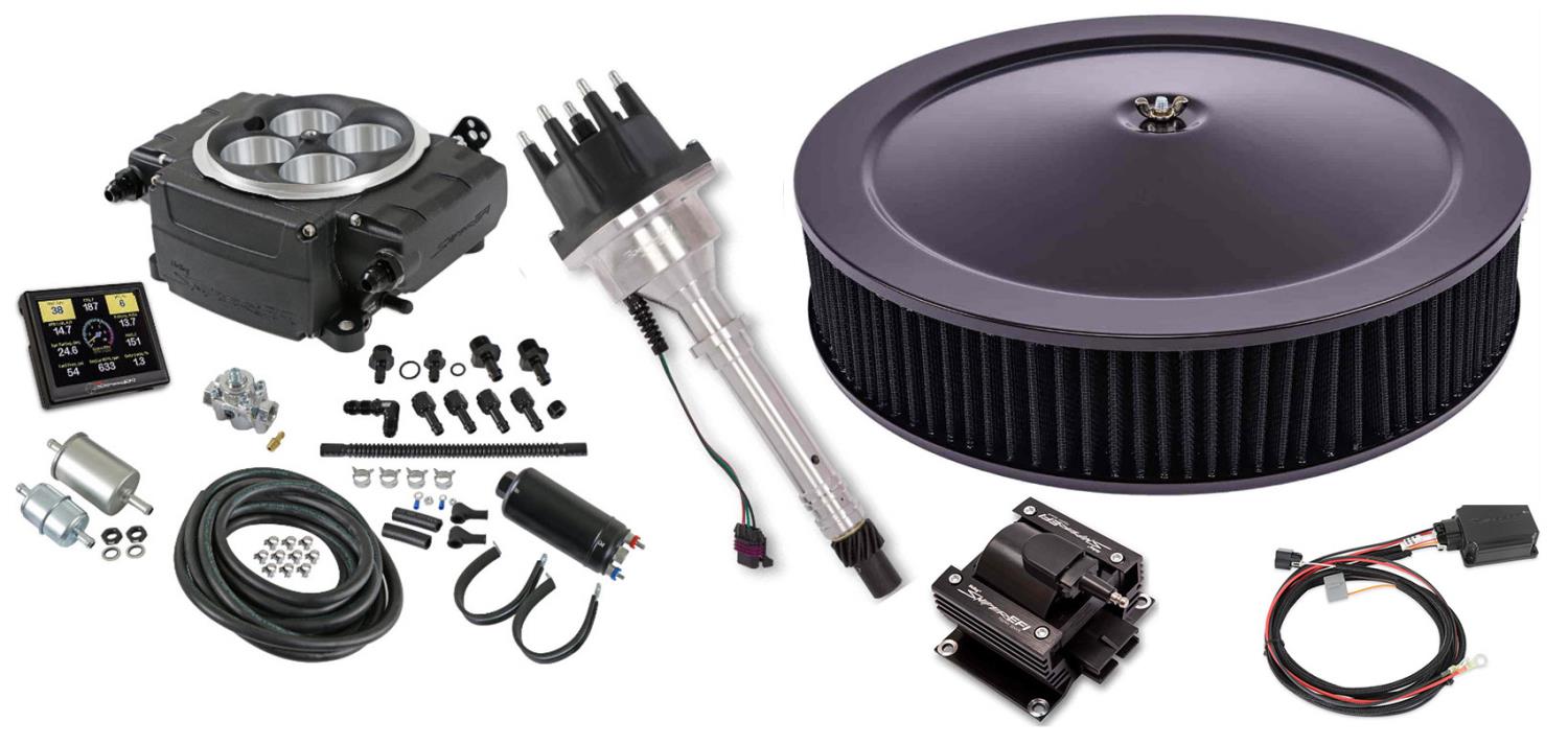 550-511-3XK Sniper 2 EFI Conversion Kit w/Inline Fuel Pump Master Kit for Chevy Small & Big Block Engines [Black]