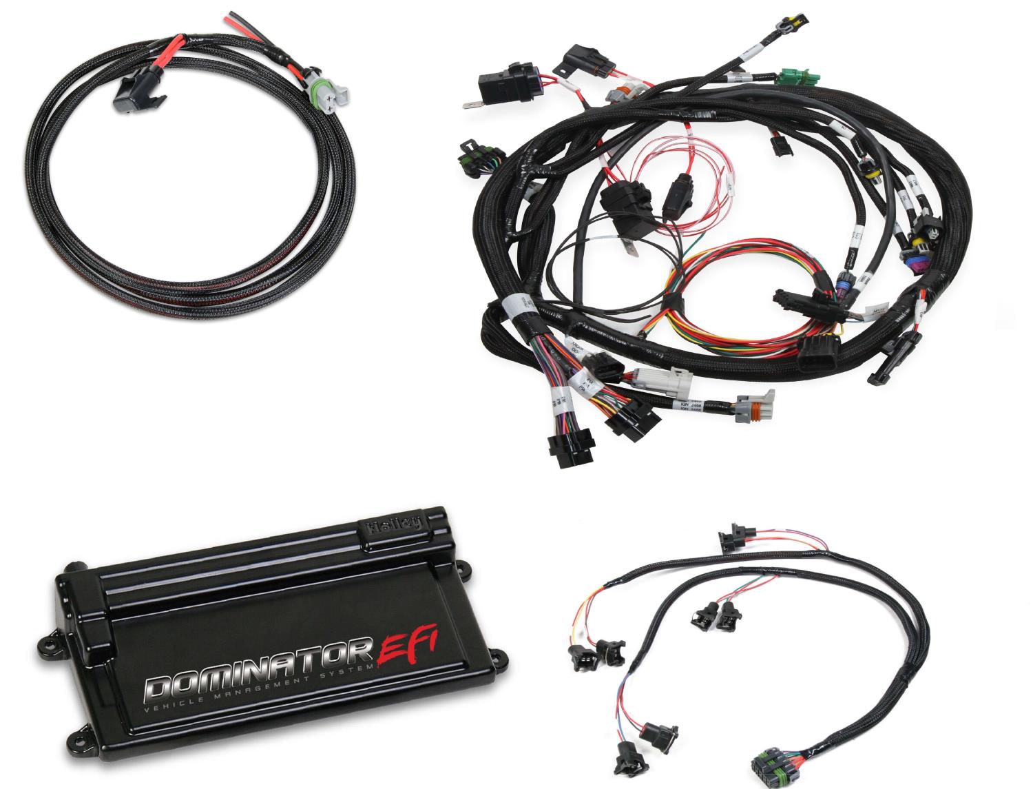 Dominator EFI ECU with Universal (Chevy & Chrysler Engines) Main Harness w/Coil-On-Plug Sub Harness and EV1 Injector Harness