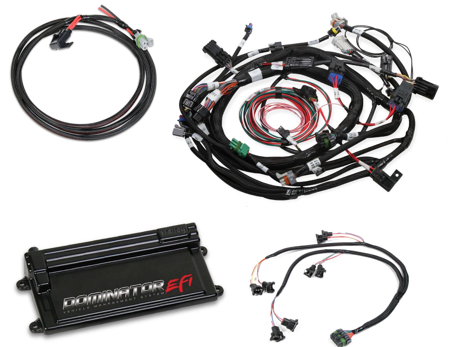 Dominator EFI ECU with Universal (Ford Engines) Main Harness w/Coil-On-Plug Sub Harness and EV1 Injector Harness