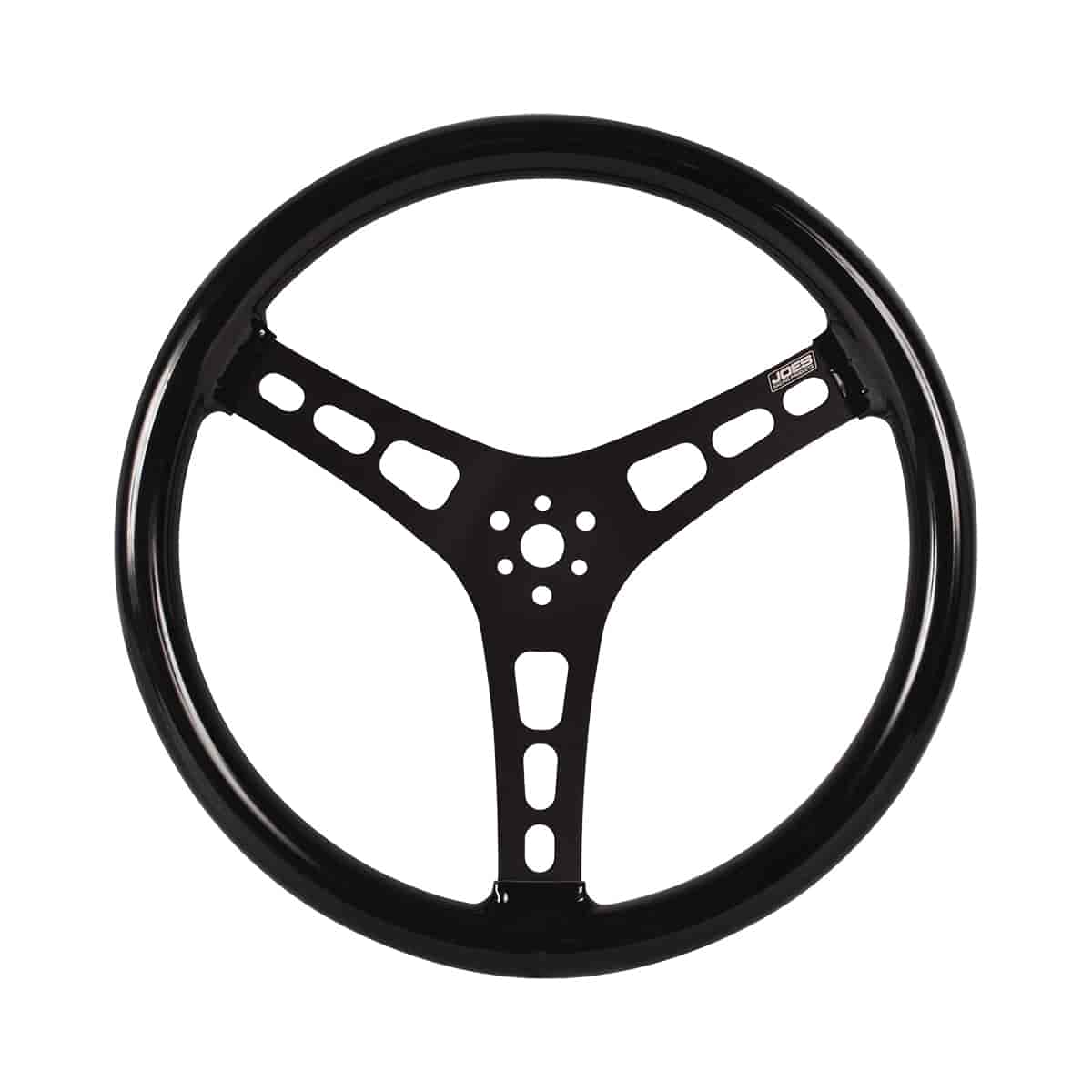 15 in. Flat Steering Wheel - Black Aluminum Rubber Coated