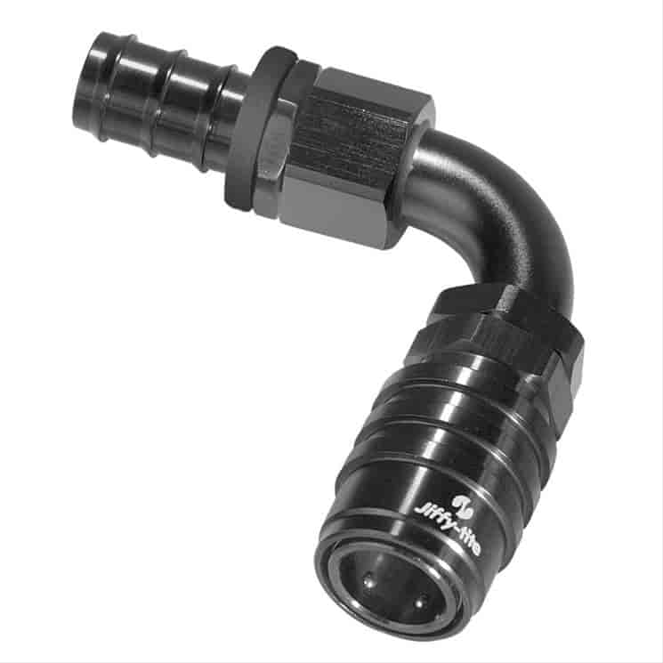 90DEG Elbow-Socket -3 AN Hose Barb-Non-Valved EPDM Seals Black