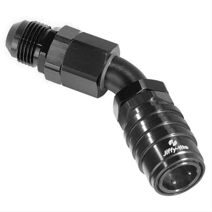 45DEG Elbow- Socket -4 AN Push Lock Hose End- Non-Valved Buna Seals Black