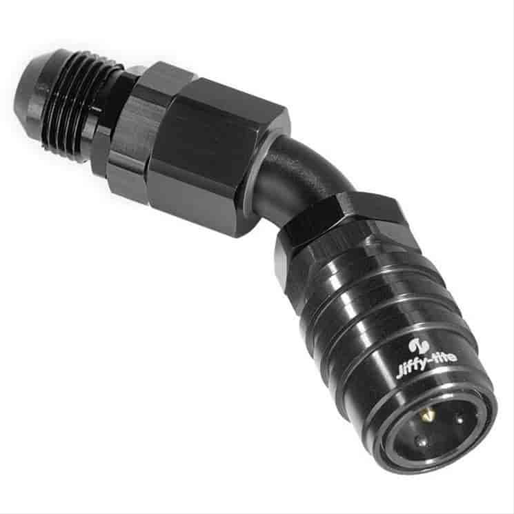 45DEG Elbow- Socket -4 AN Push Lock Hose End- Valved EPDM Seals Black