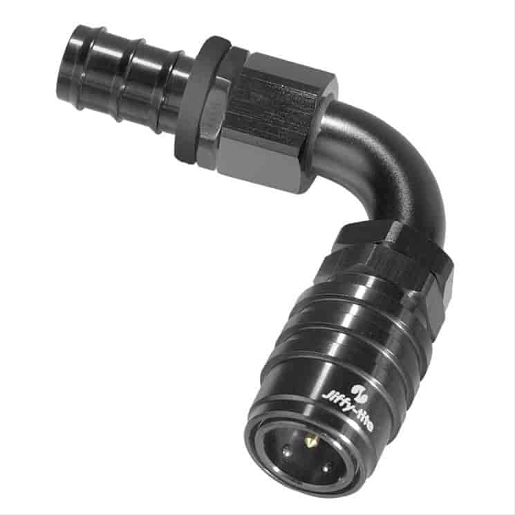 90DEG Elbow- Socket with -5 AN Hose Barb- Valved EPDM Seals Black