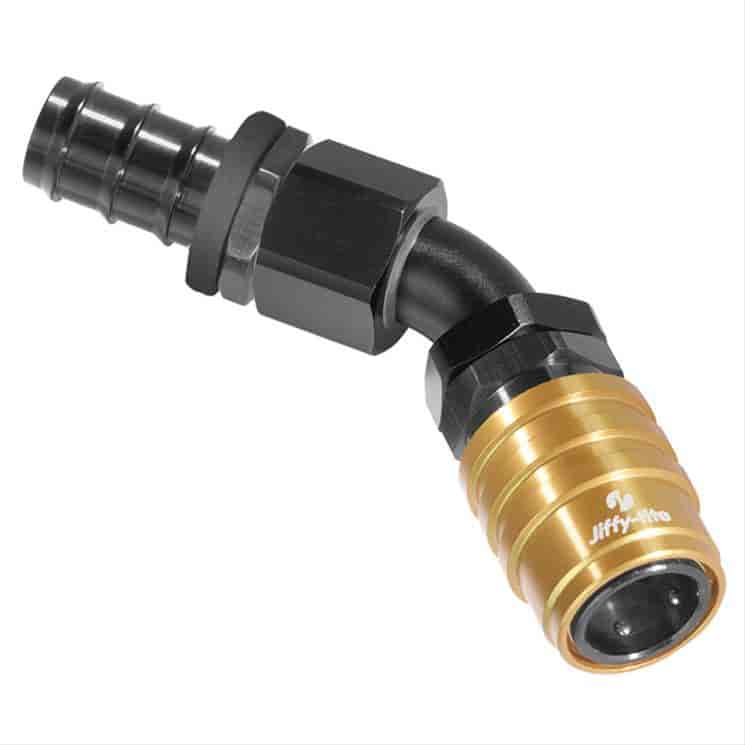 45DEG Elbow- Socket with -6 AN Hose Barb- Non-Valved EPDM Seals
