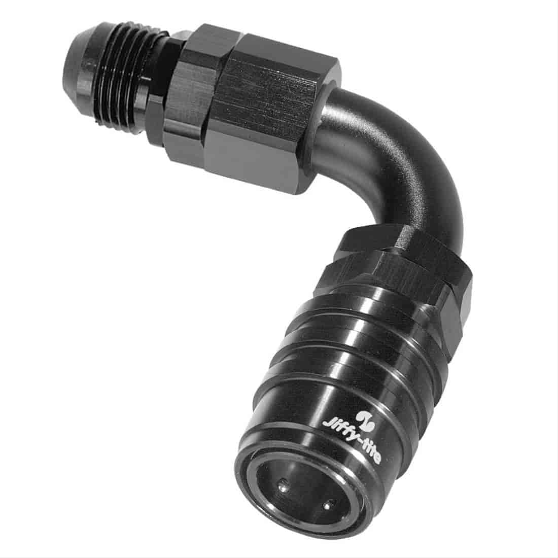 90DEG Elbow- Socket with 6 AN Push Lock Hose Non-Valved Buna Seals Black