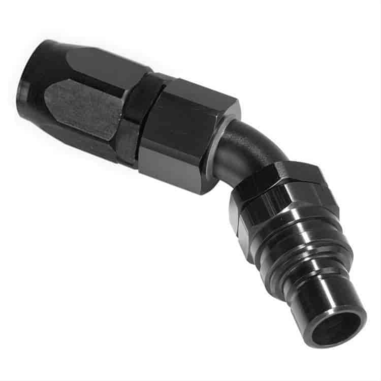 45DEG Elbow- Plug with -4 AN Re-usable Nut- Non-Valved Buna Seals Black