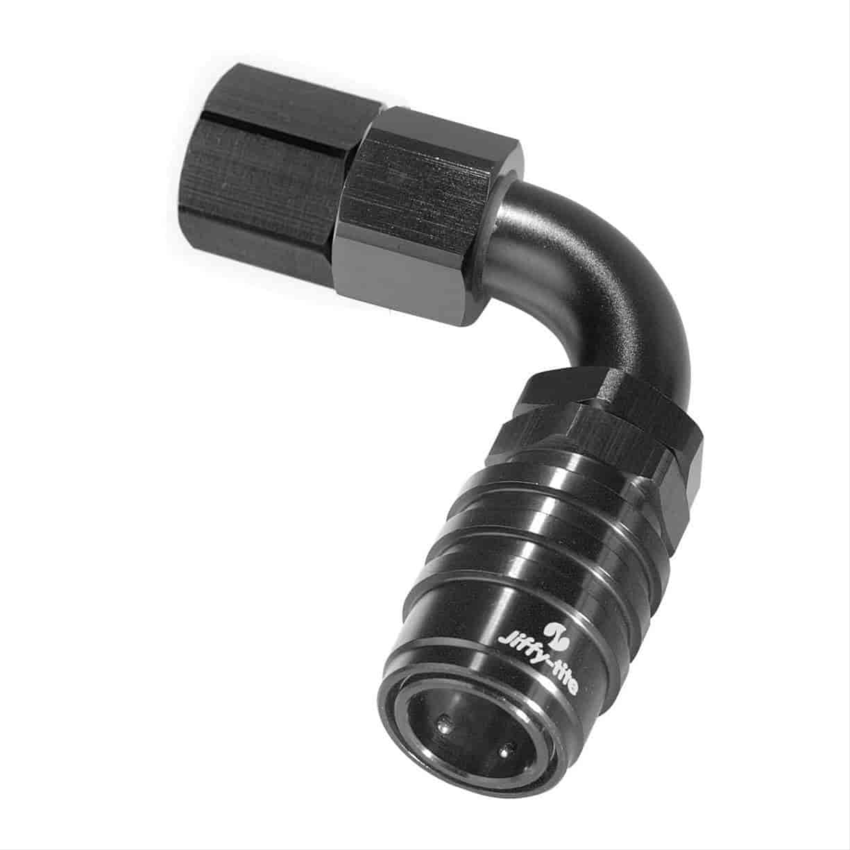 90DEG Elbow- Socket with -8 AN Female- Non-Valved- EPDM Seals Black
