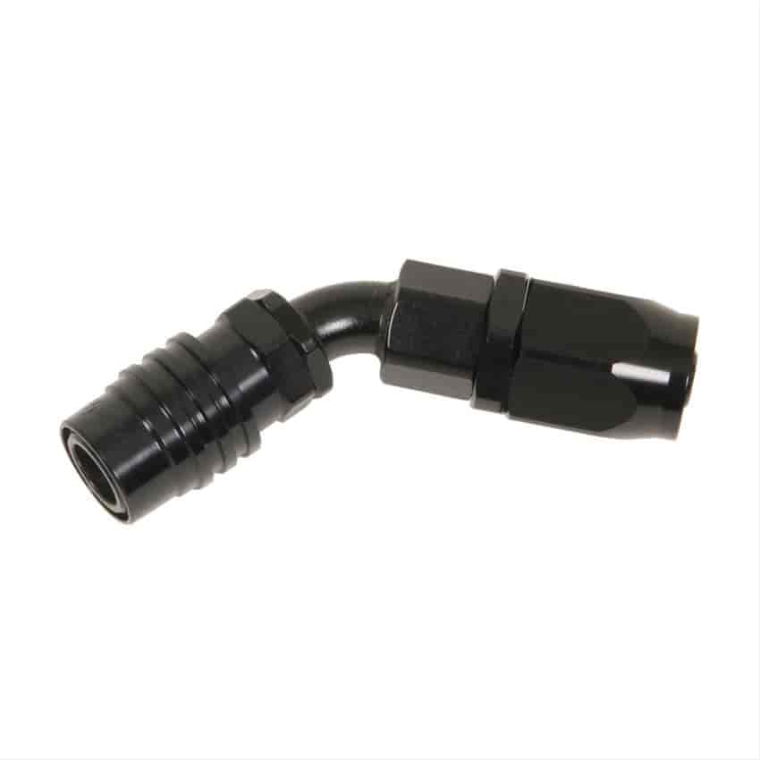 45DEG Elbow- Socket with -6 AN Re-usable Nut- Non- Valved- Buna Seals Black