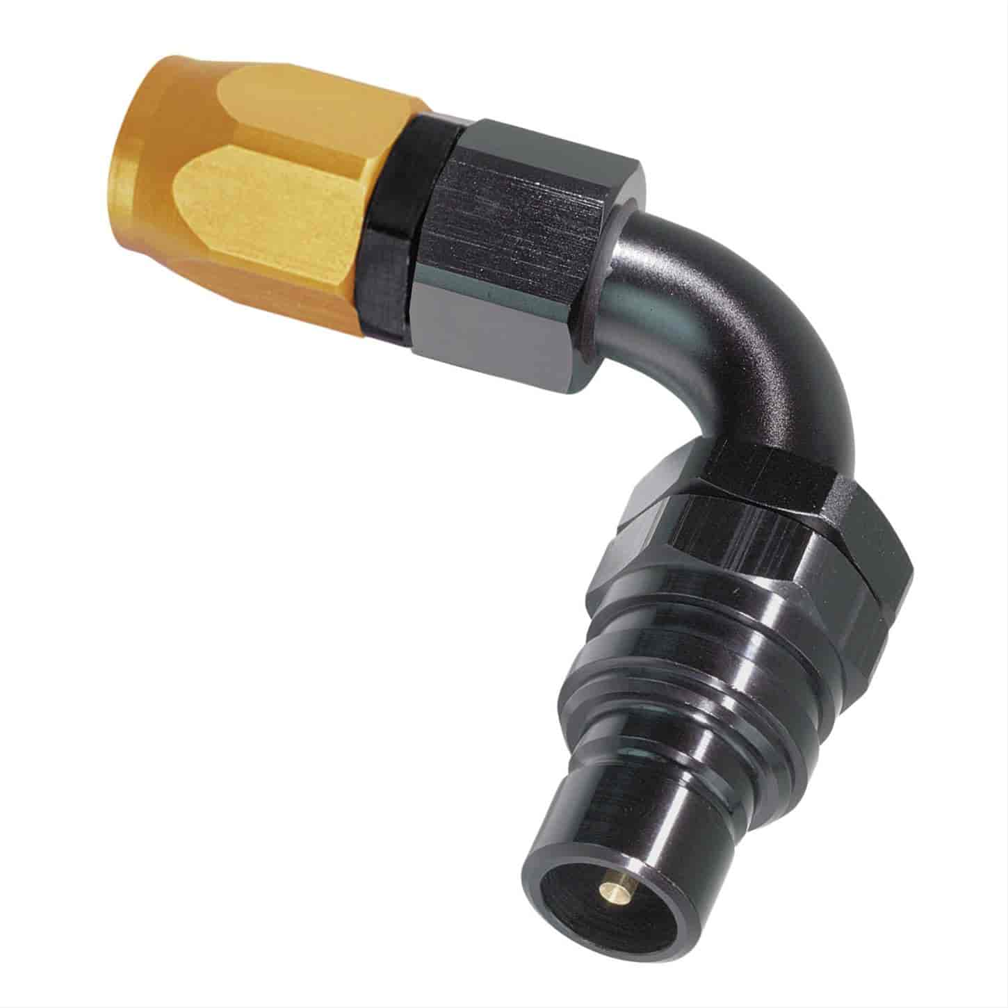 90DEG Elbow- Plug with -6 AN Re-usable Nut- Valved- Buna Seals
