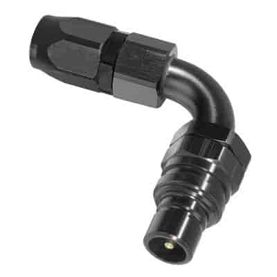 90DEG Elbow- Plug with -8 AN Re-usable Nut- Valved- Buna Seals Black