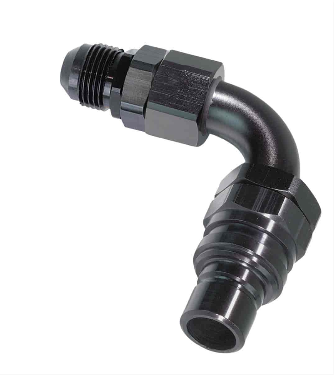 90DEG Elbow- Plug with 8 AN Reusable Nut Non Valved Buna Seals Black