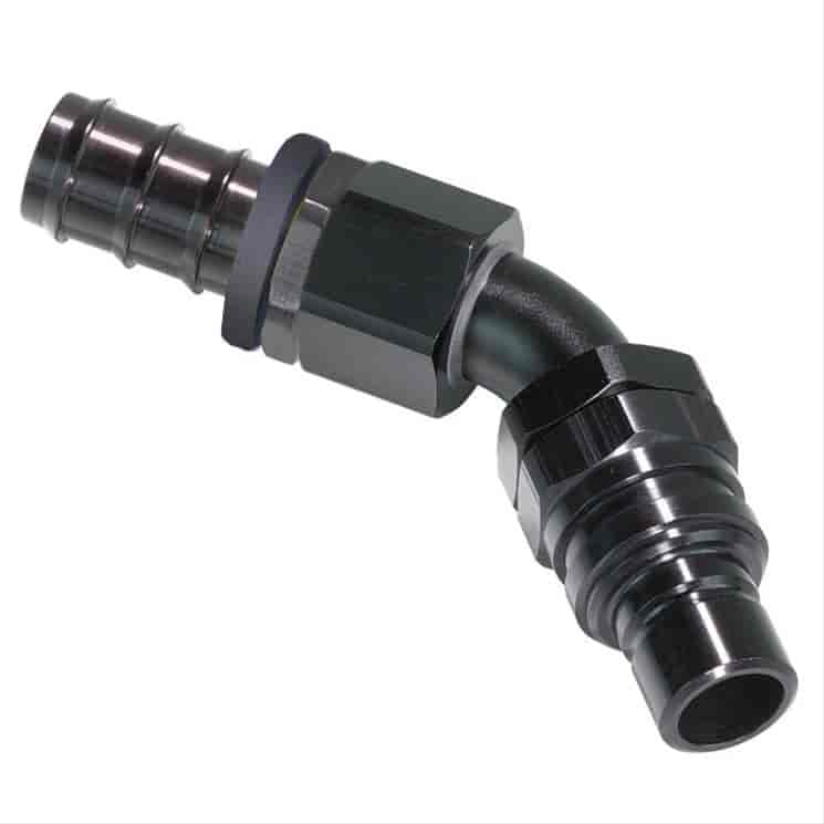 45DEG Elbow- Plug -12 AN Hose Barb- Non- Valved Black