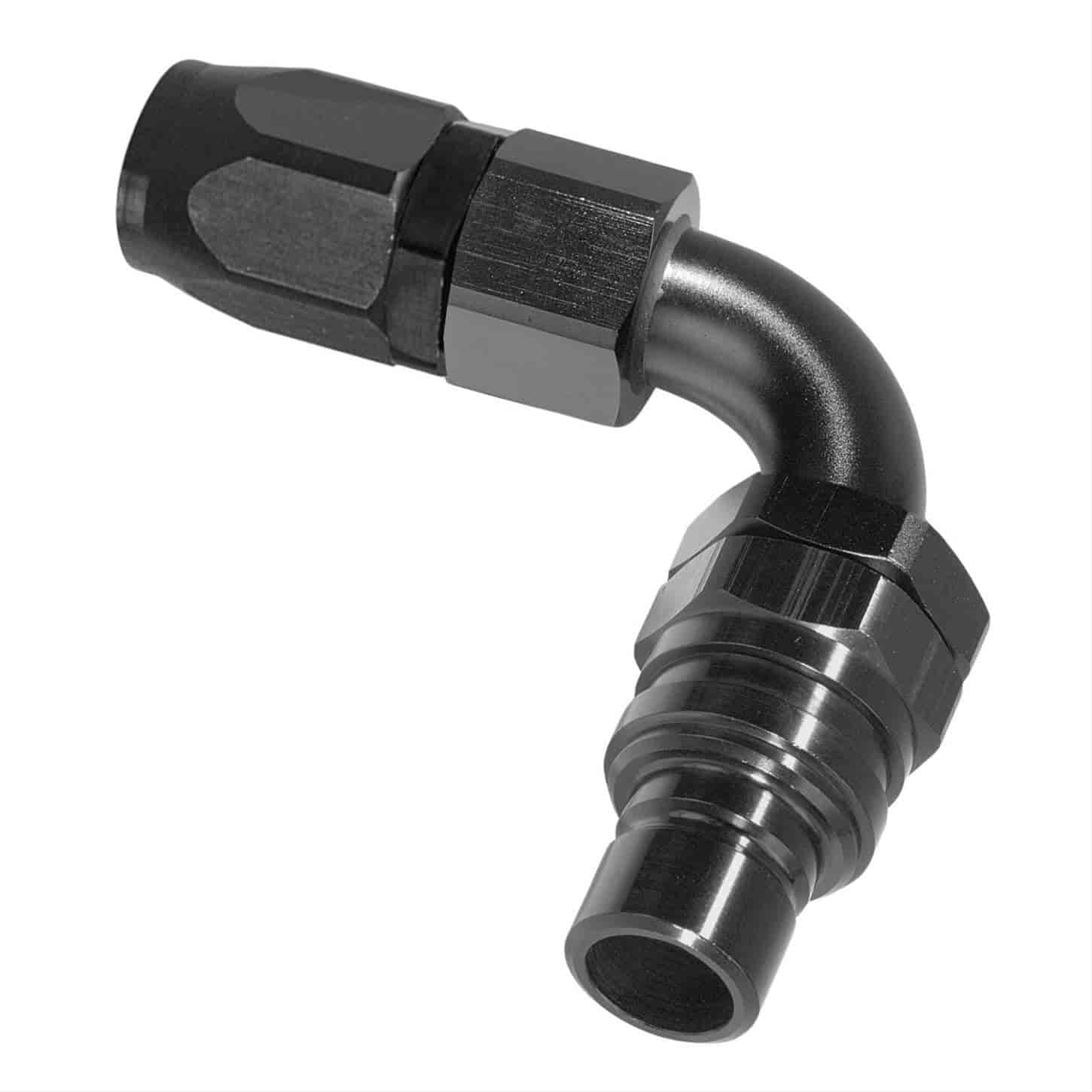 90DEG Elbow- Plug -8 AN Re-usable Nut- Non-Valved- Buna Seals Black