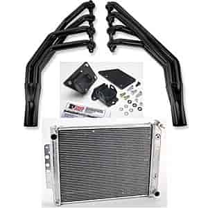 LS Engine Swap Kit 1967-69 Camaro with Automatic Transmission Black Painted Headers