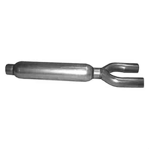 Torpedo Glasspack Muffler Straight 2-1/4" Inlet, 2-1/4" Dual Outlet