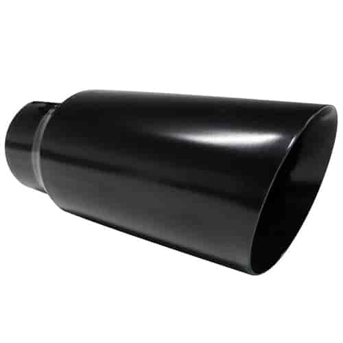 Black Stainless Steel Exhaust Tip Rolled Angled 6"