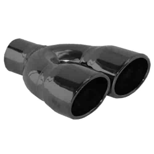 Black Stainless Steel Exhaust Tip Dual Oval Rolled, 2.250 in. Inlet