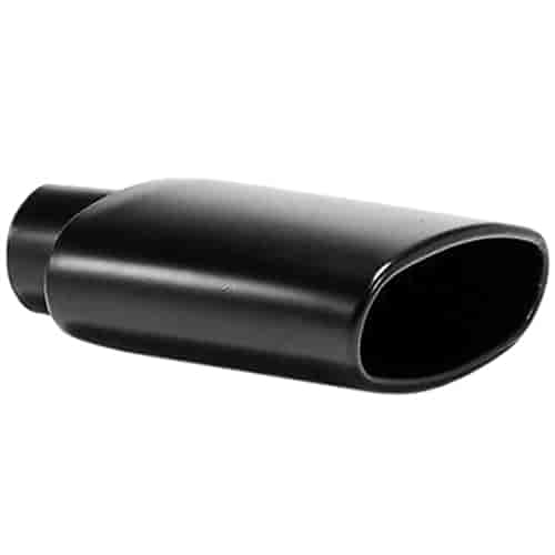 Rolled Oval Angle Cut Black Stainless Steel Exhaust Tip