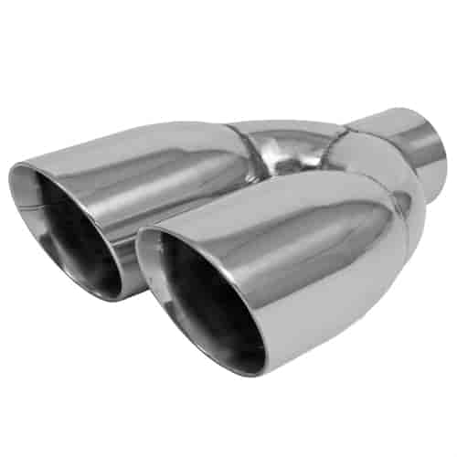 Chrome Stainless Steel Exhaust Tip Dual Round Double Wall 3.5"