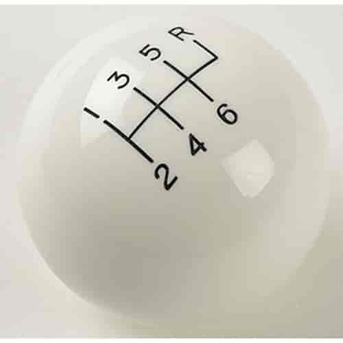 White Classic Shifter Knob Pattern: 6-Speed with Reverse on Right/Forward/Up